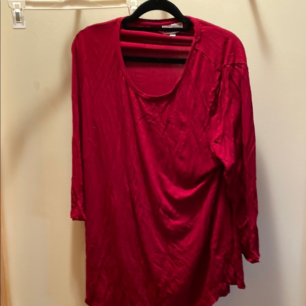 JM Collection Rich Red Long Sleeve Top